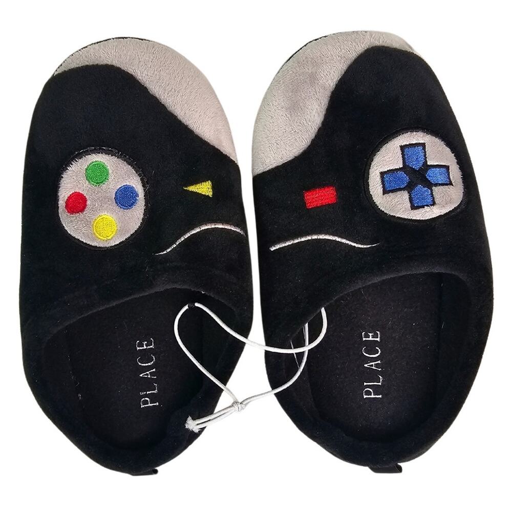 The‎ Children's Place Little Boys Video Game Slippers Black Size 2 NWOT